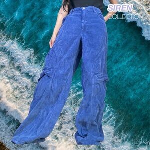 Urban Outfitters Indie Skater Royal Blue Corduroy Cargo Pants